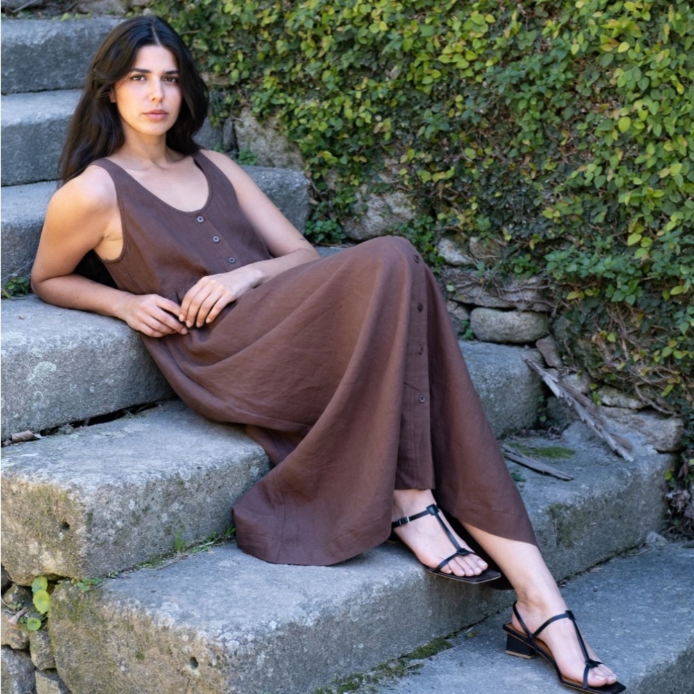 OZMA Brown Sleeveless Maxi Dress